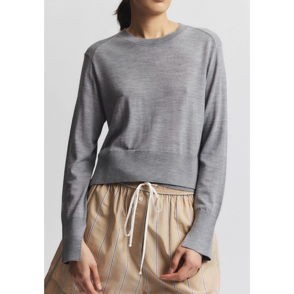 SAINT ART Elodie Layered Crewneck Sweater Gray Small